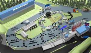 Stadionplan der DKB-Ski-Arena Oberhof zum Thüringer Wald Firmenlauf mit Übersciht über Stände, Blockeintreilung, Eingang usw.