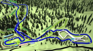Streckenplan / Streckenverlauf Thüringer Wald Firmenlauf mit Start und Ziel in der DKB-Ski-Arena Oberhof und Umlaufen der DKB-Skisport-Halle